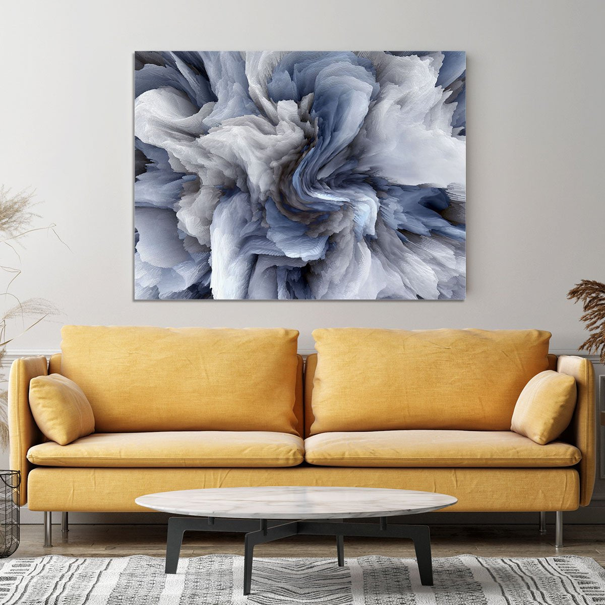 Navy and White Abstract Watercolour Canvas Print or Poster
