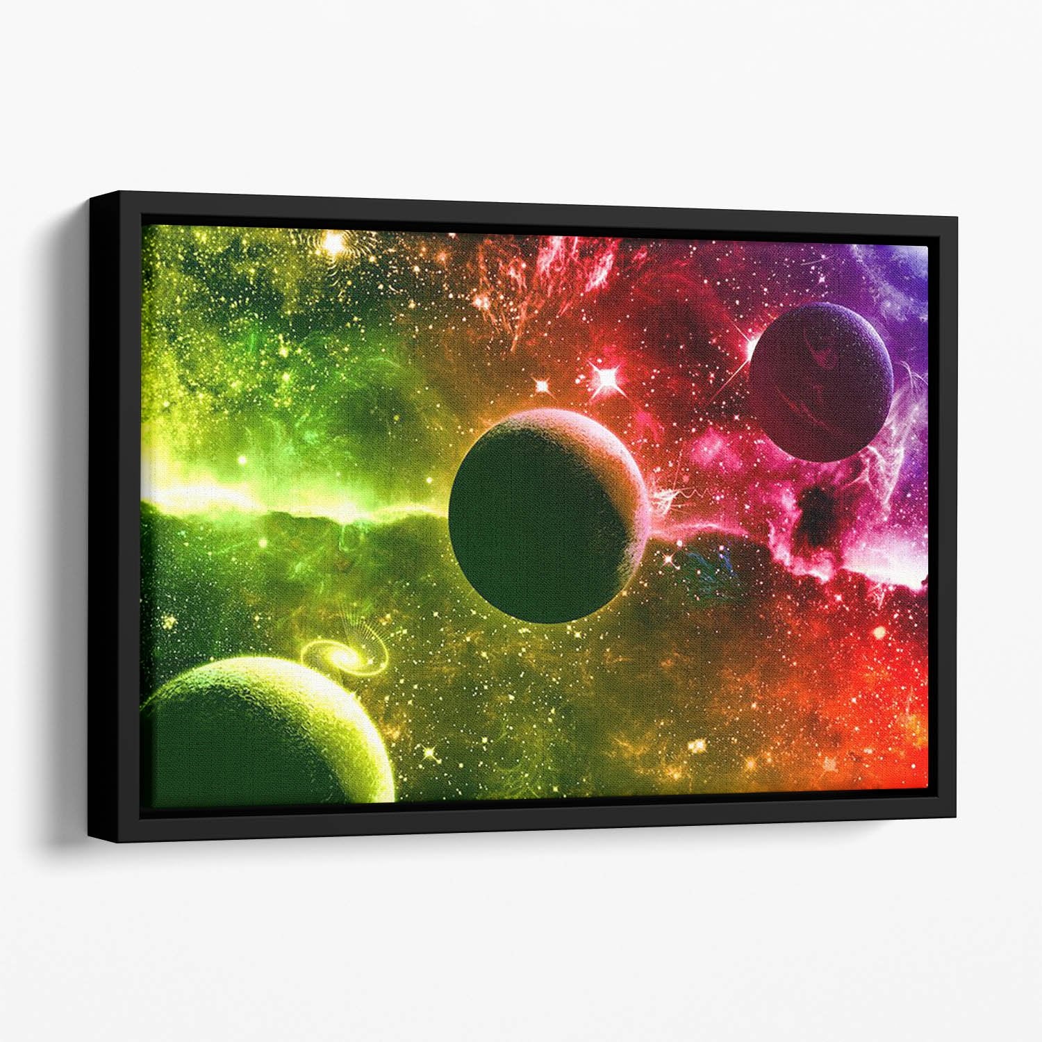 Nebula Stars and Planets Floating Framed Canvas
