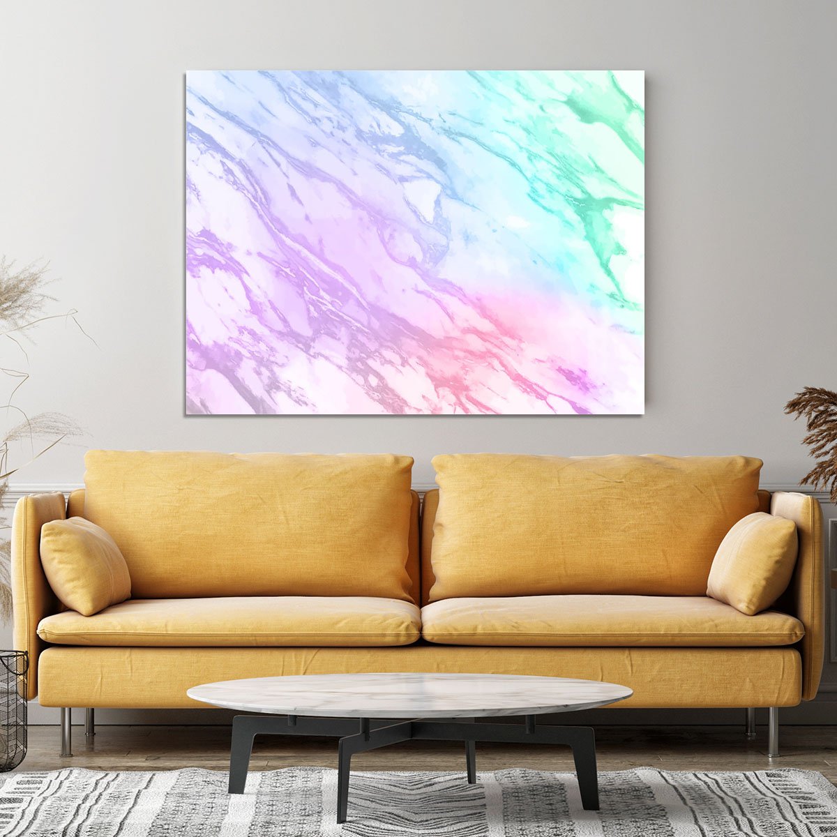 Neon Striped Marble Canvas Print or Poster