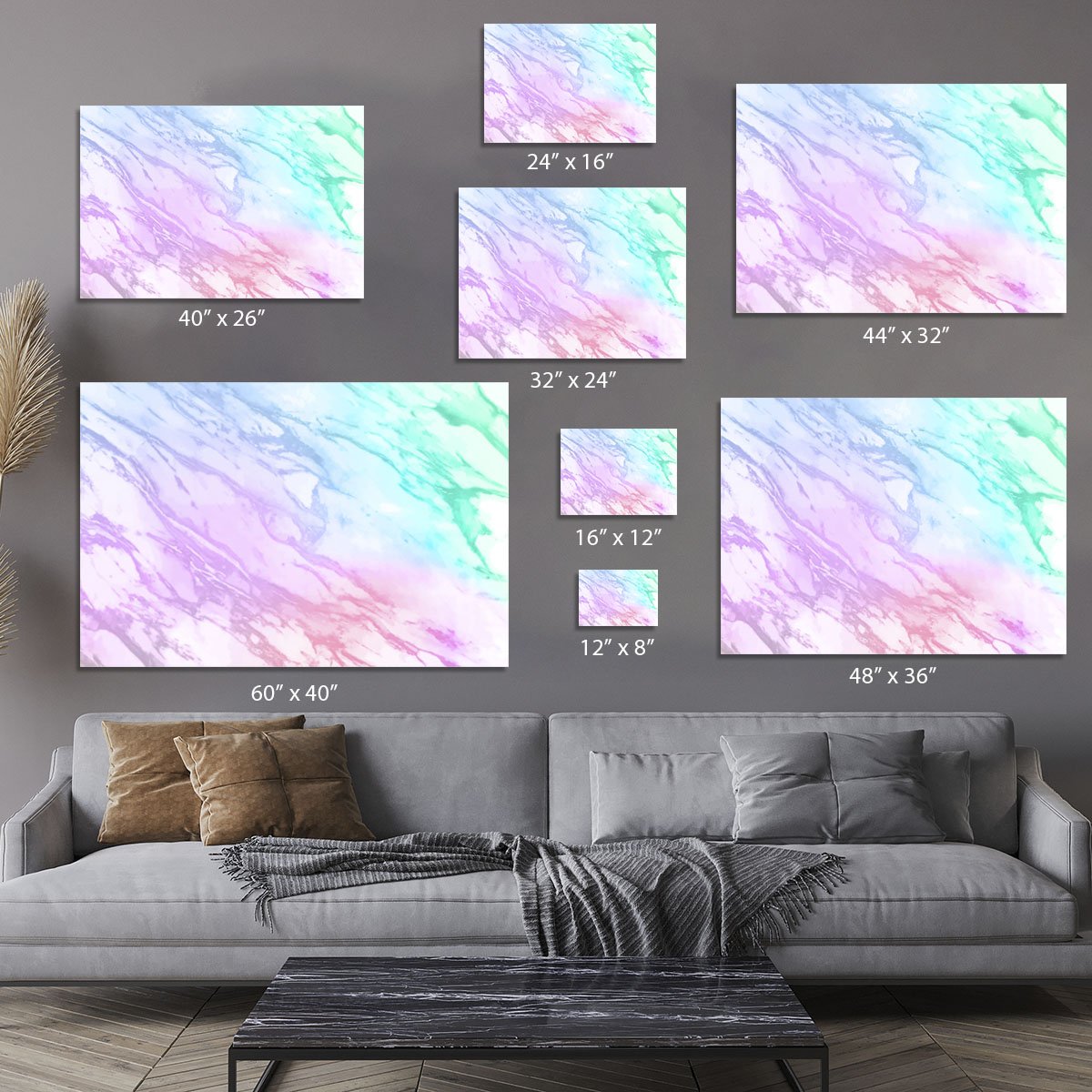 Neon Striped Marble Canvas Print or Poster