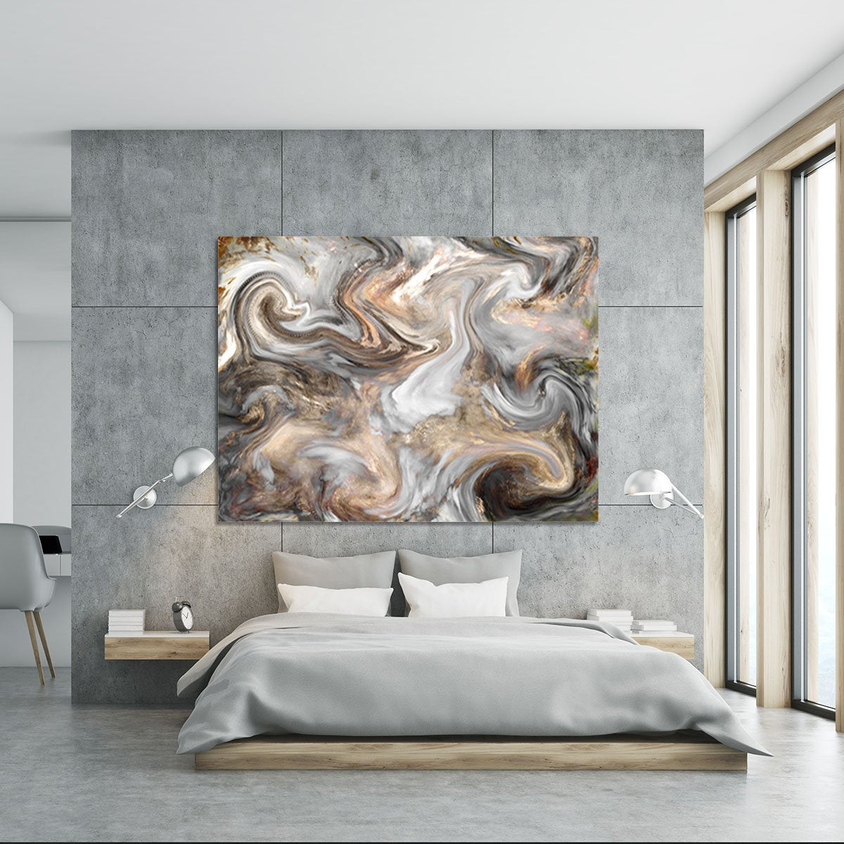 Neutral Stone Swirl Marble Canvas Print or Poster