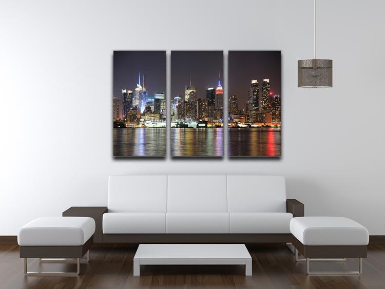 New Jersey Weehawken waterfront 3 Split Panel Canvas Print - Canvas Art Rocks - 3
