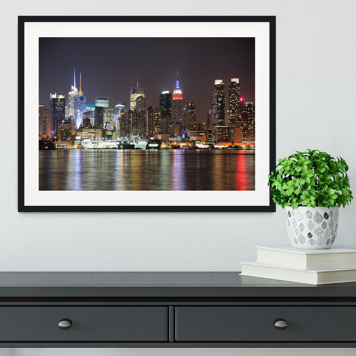 New Jersey Weehawken waterfront Framed Print - Canvas Art Rocks - 1
