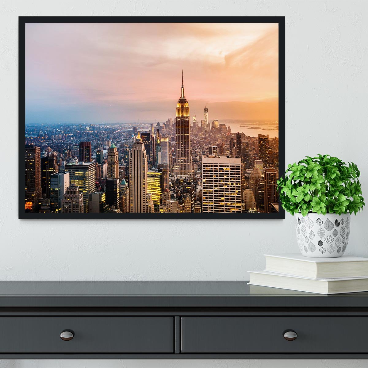 New York City skyline at sunset Framed Print - Canvas Art Rocks - 2