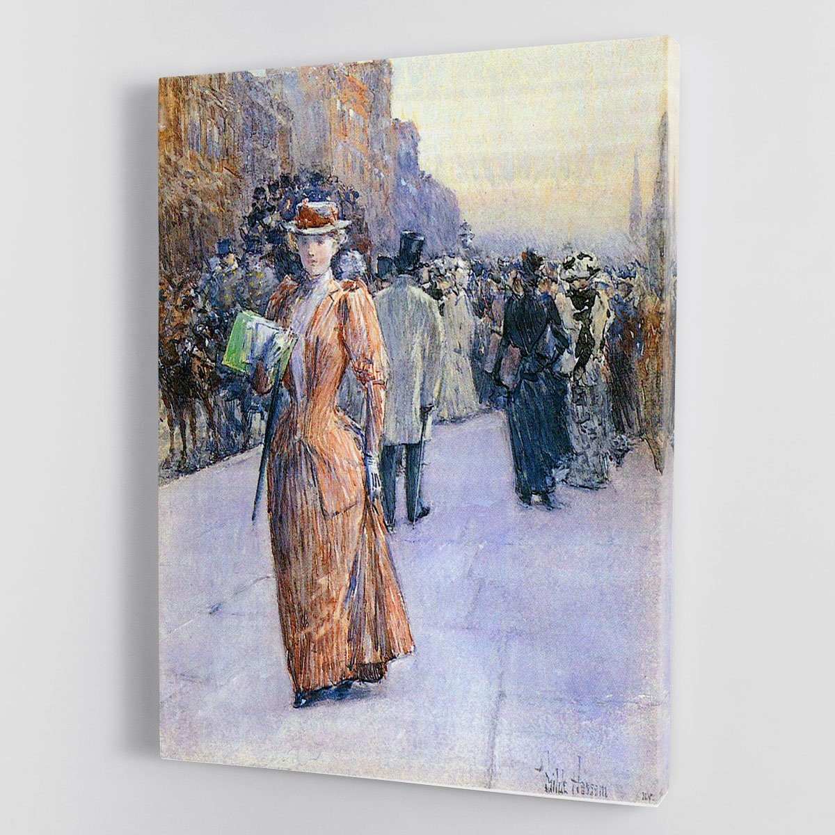 New York street scene by Hassam Canvas Print or Poster