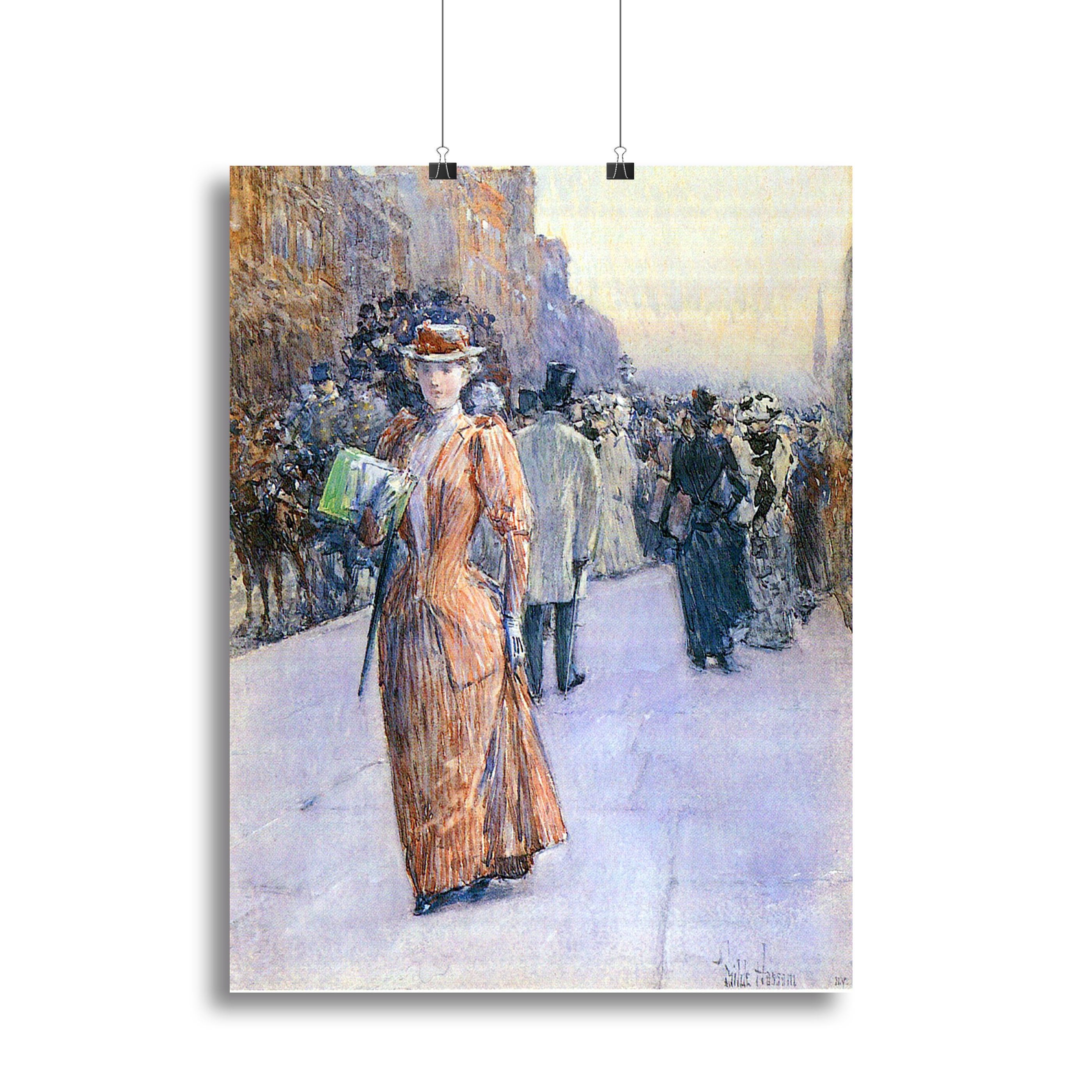 New York street scene by Hassam Canvas Print or Poster