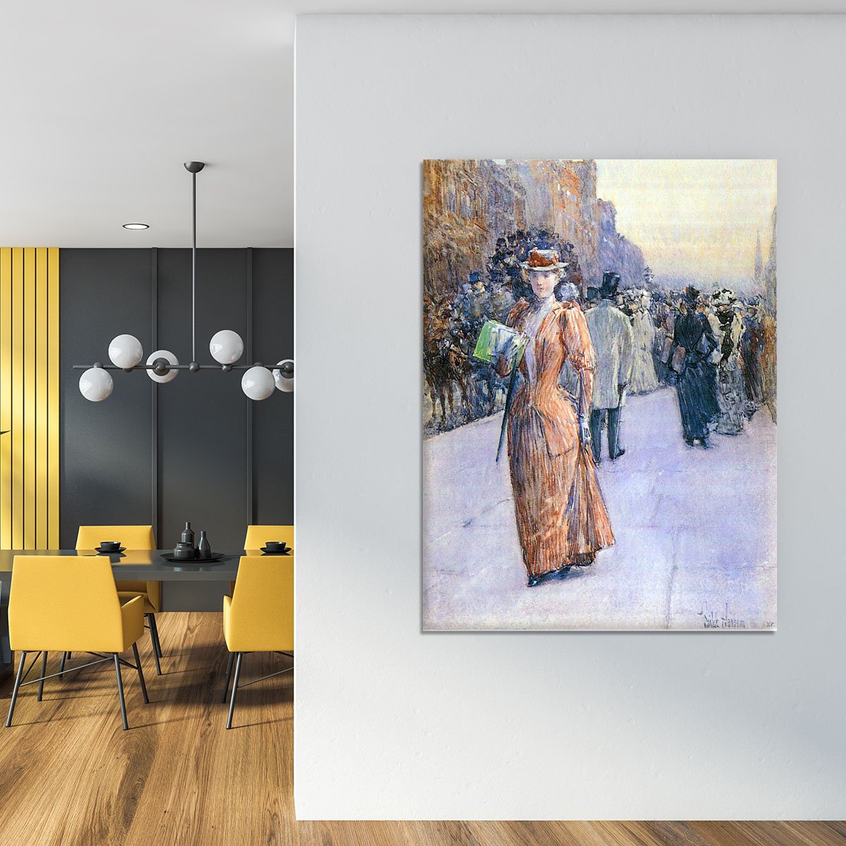 New York street scene by Hassam Canvas Print or Poster