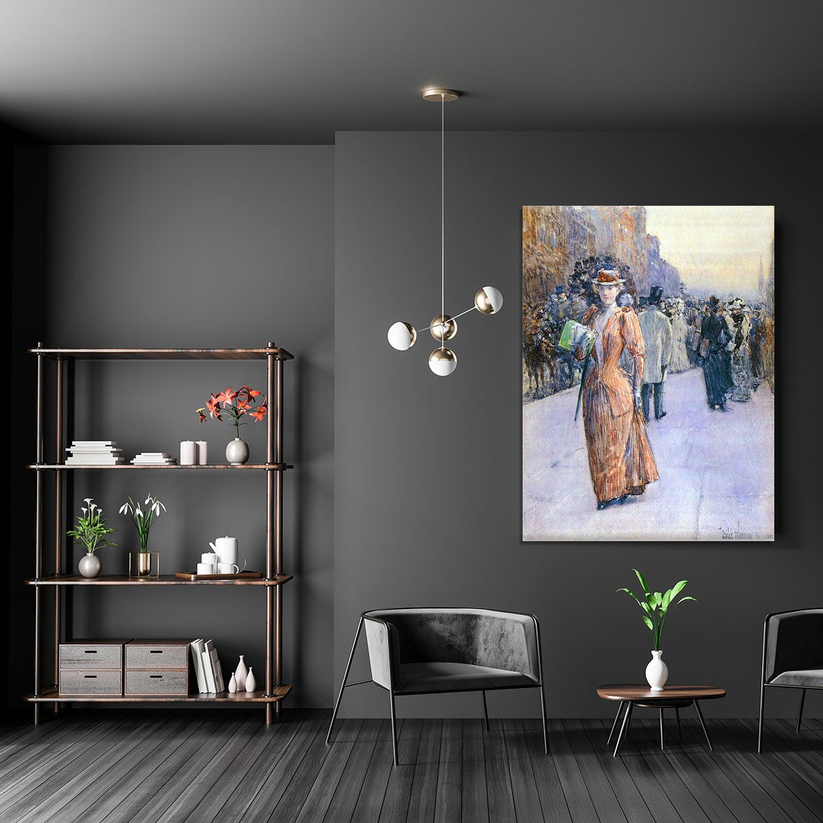 New York street scene by Hassam Canvas Print or Poster