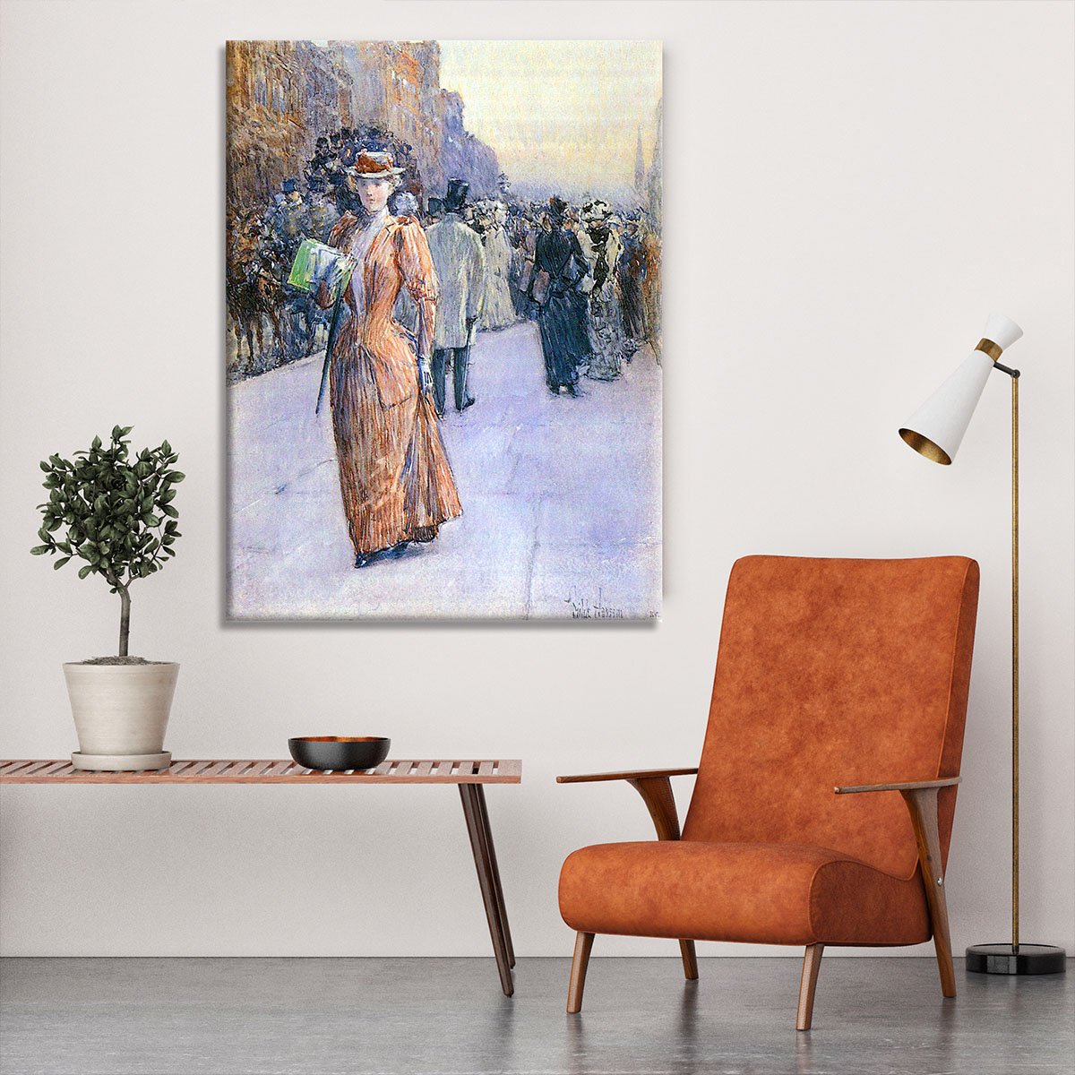 New York street scene by Hassam Canvas Print or Poster
