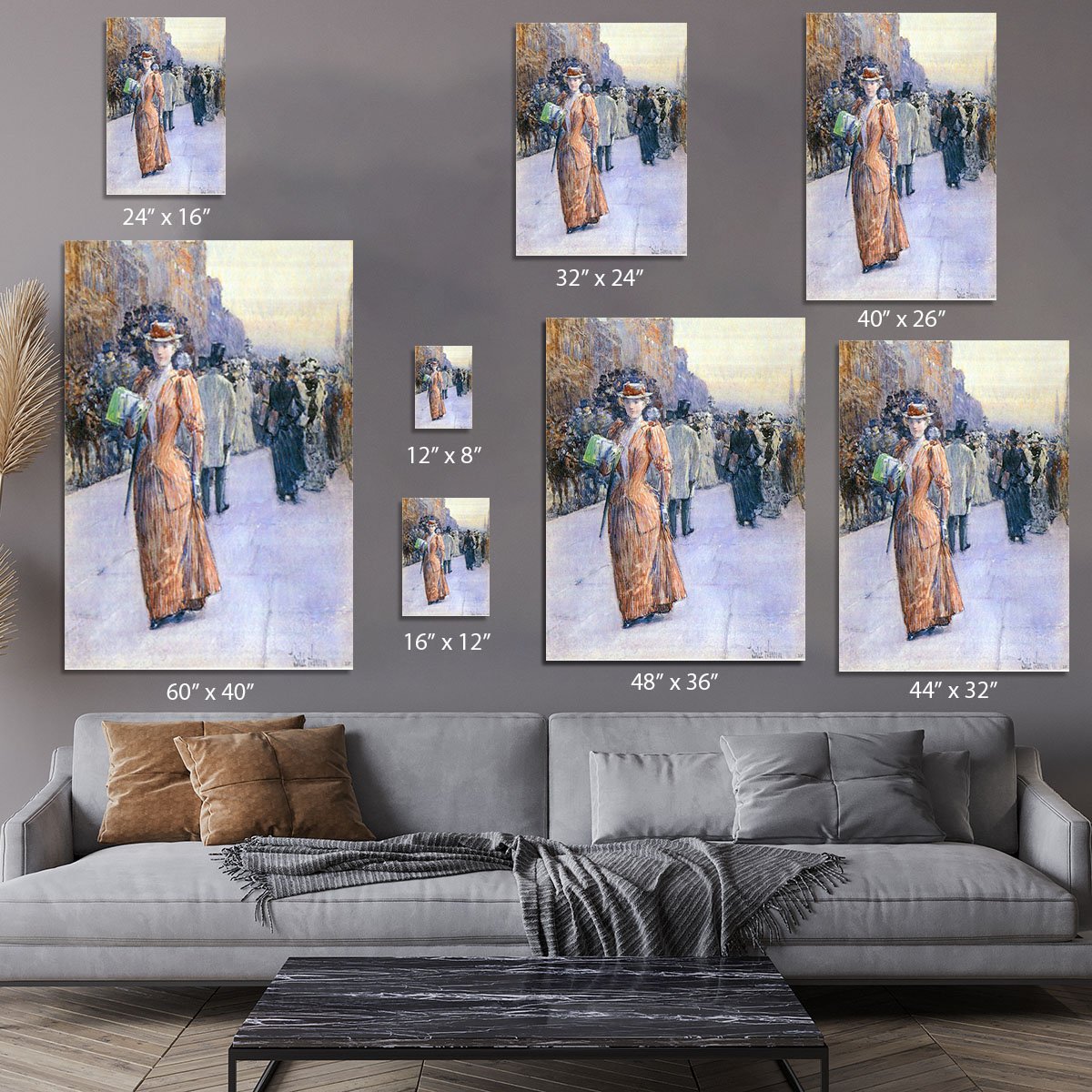 New York street scene by Hassam Canvas Print or Poster