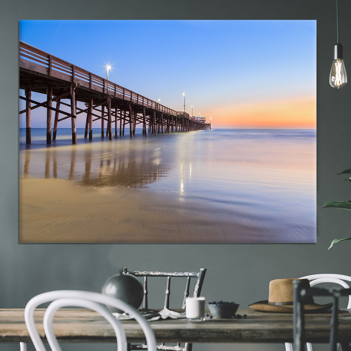 Newport Beach pier after sunset Canvas Print or Poster