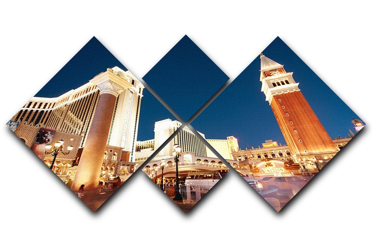 Night scenes from Las Vegas 4 Square Multi Panel Canvas  - Canvas Art Rocks - 1