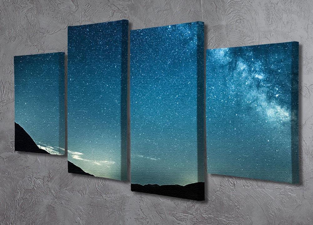 Night sky with stars milky way over mountains 4 Split Panel Canvas - Canvas Art Rocks - 2