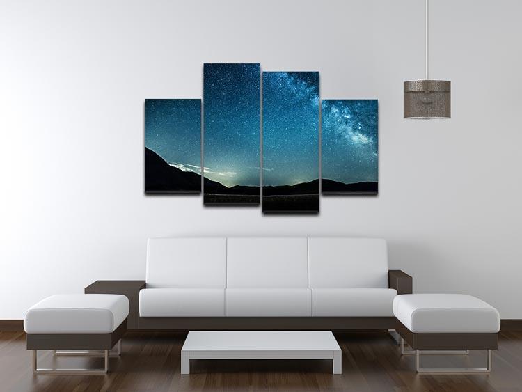 Night sky with stars milky way over mountains 4 Split Panel Canvas - Canvas Art Rocks - 3