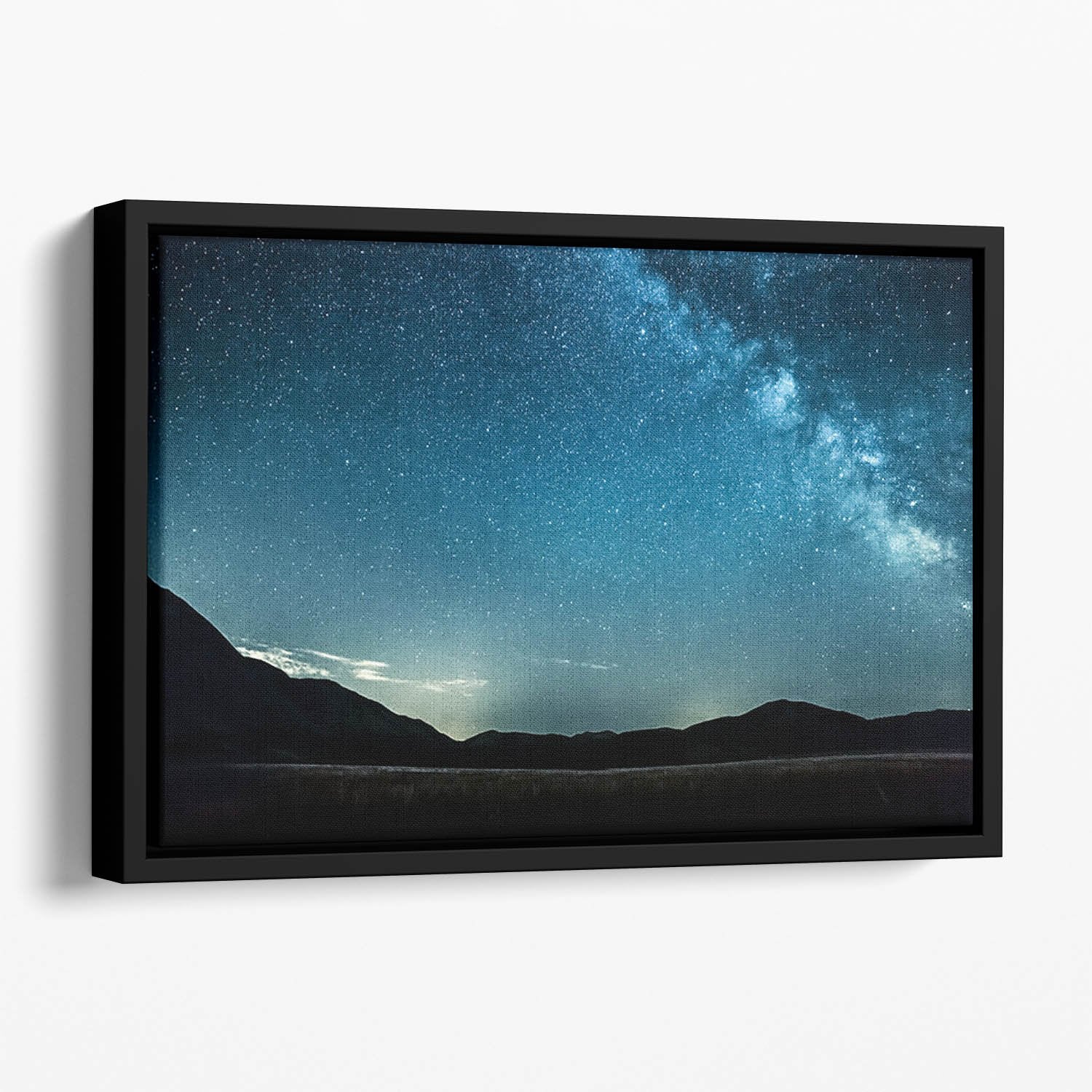 Night sky with stars milky way over mountains Floating Framed Canvas
