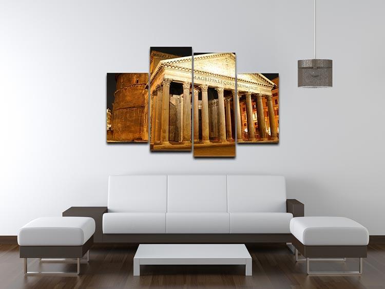 Night view of Pantheon Rome 4 Split Panel Canvas  - Canvas Art Rocks - 3