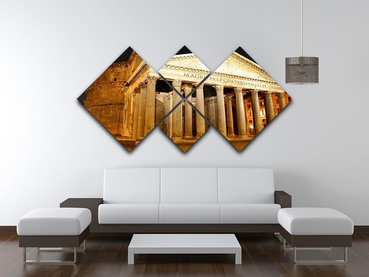 Night view of Pantheon Rome 4 Square Multi Panel Canvas  - Canvas Art Rocks - 3