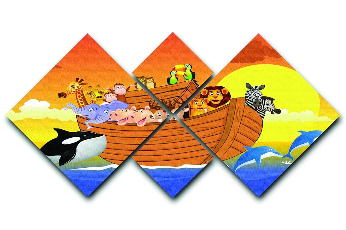 Noah Ark Whale 4 Square Multi Panel Canvas  - Canvas Art Rocks - 1