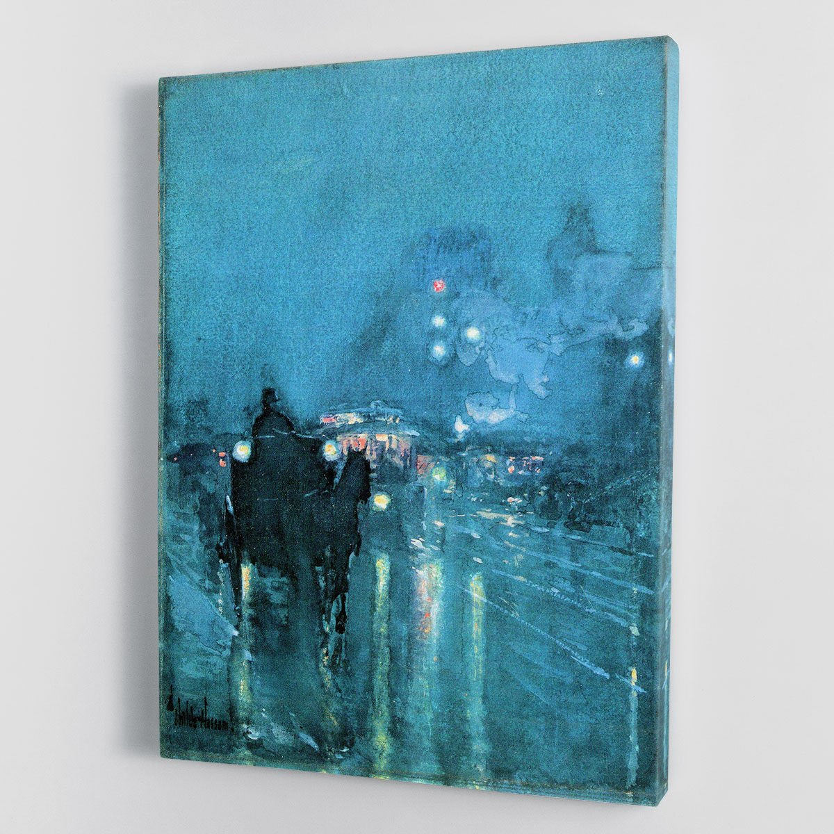 Nocturne Railway Crossing Chicago by Hassam Canvas Print or Poster