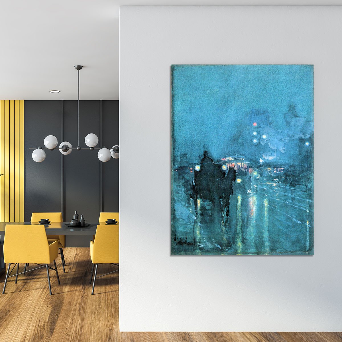 Nocturne Railway Crossing Chicago by Hassam Canvas Print or Poster