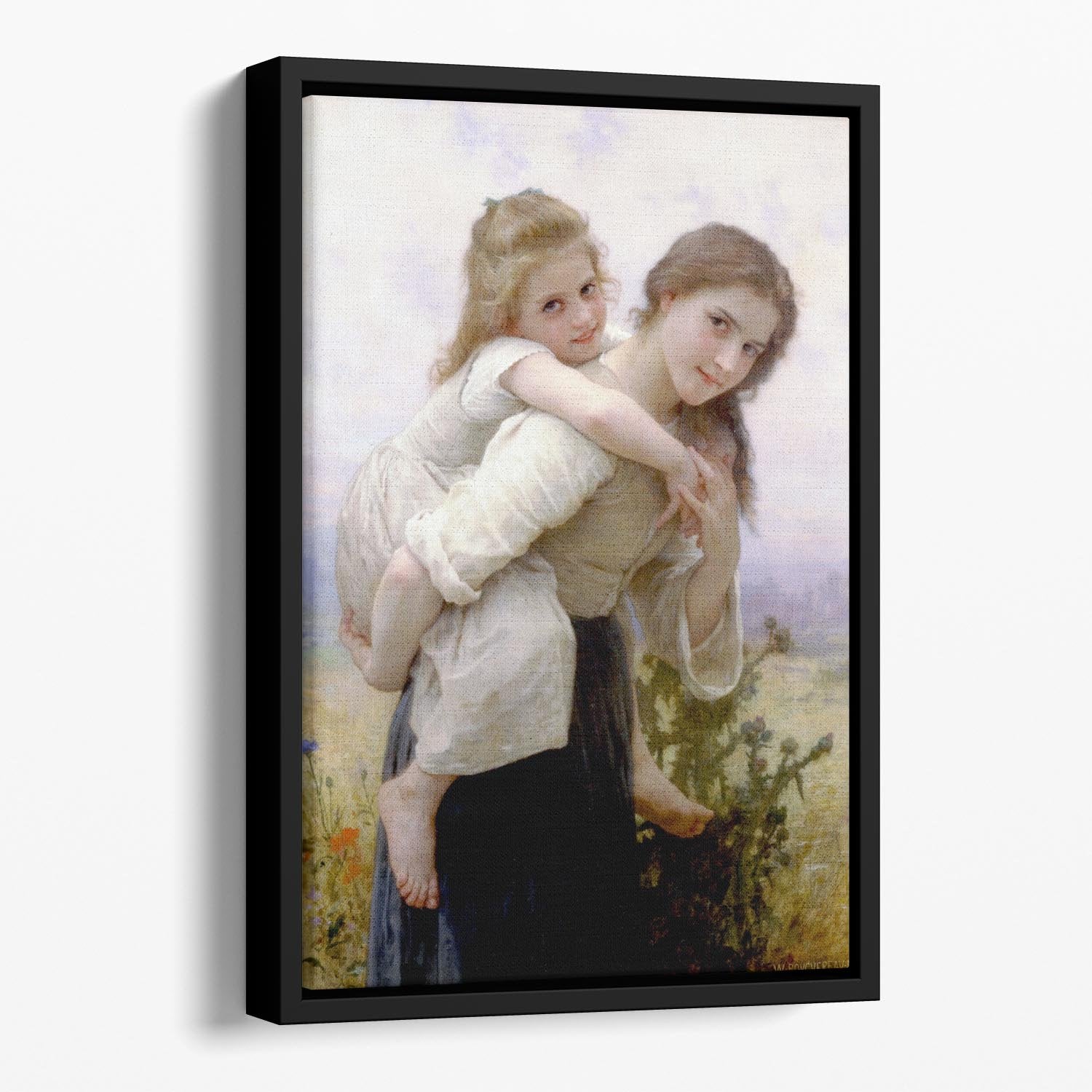 Not Too Much To Carry By Bouguereau Floating Framed Canvas