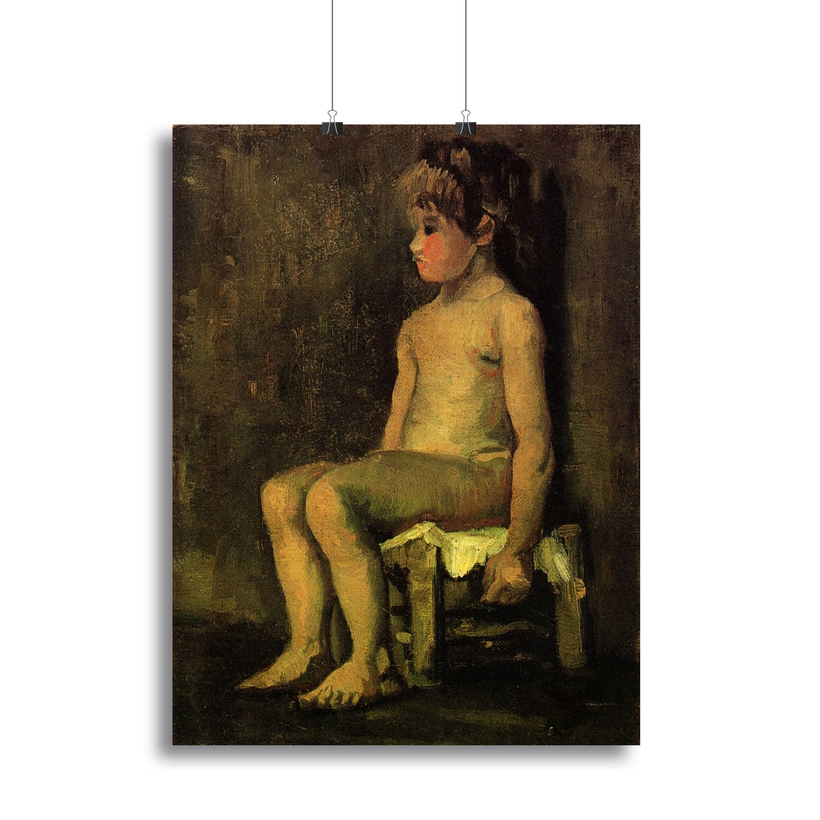 Nude Study of a Little Girl Seated by Van Gogh Canvas Print or Poster