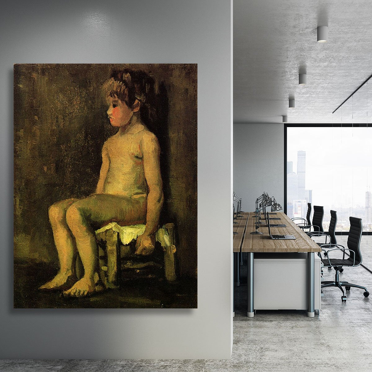 Nude Study of a Little Girl Seated by Van Gogh Canvas Print or Poster