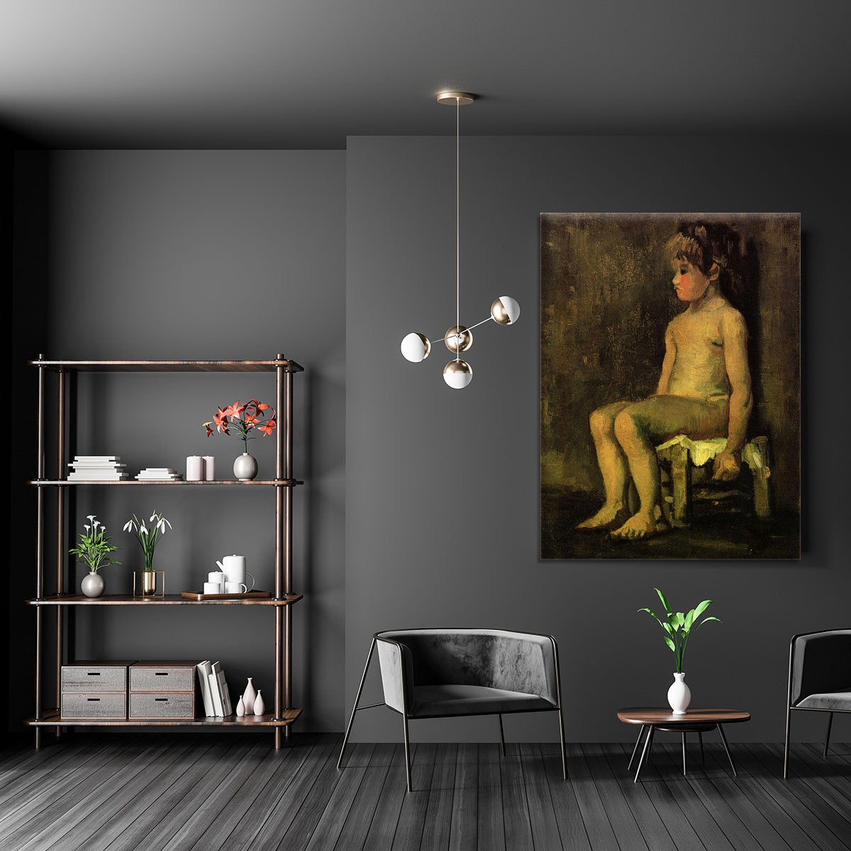 Nude Study of a Little Girl Seated by Van Gogh Canvas Print or Poster