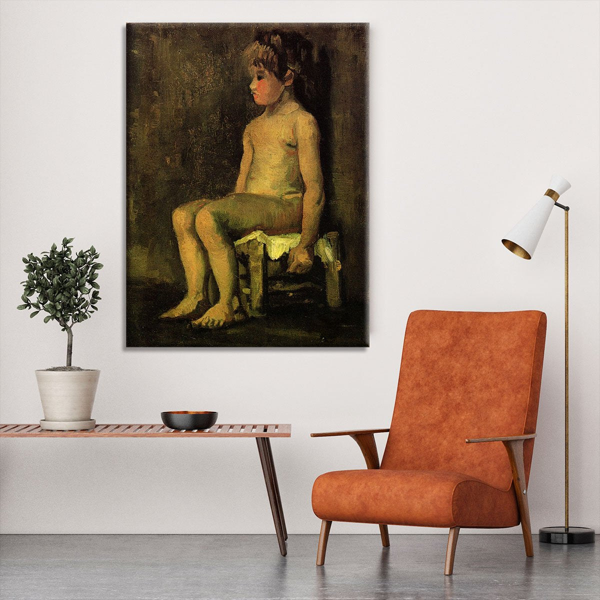 Nude Study of a Little Girl Seated by Van Gogh Canvas Print or Poster