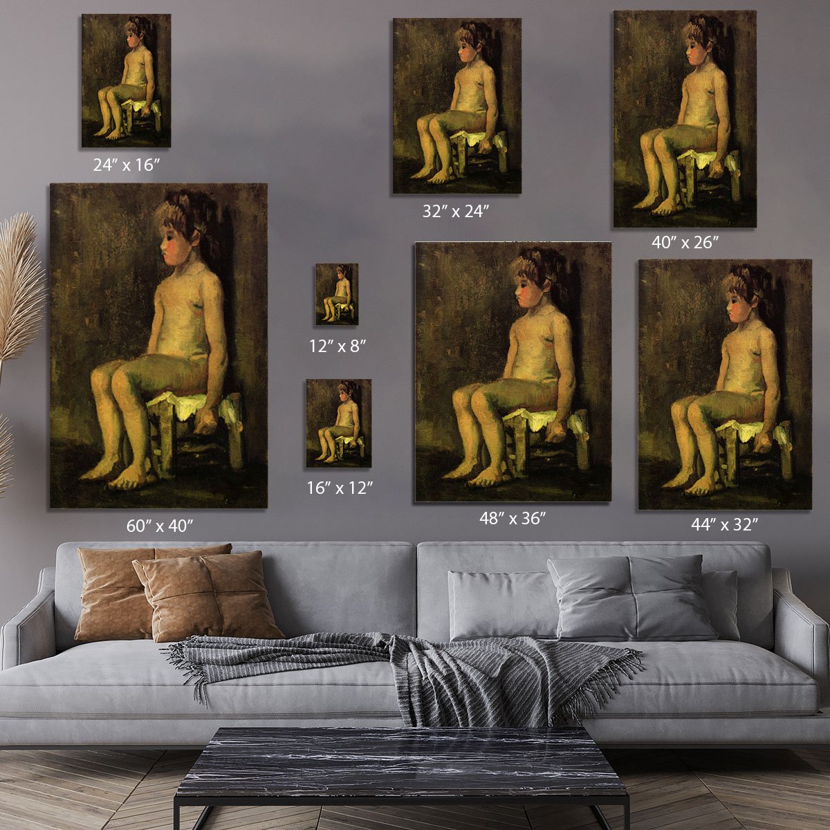 Nude Study of a Little Girl Seated by Van Gogh Canvas Print or Poster