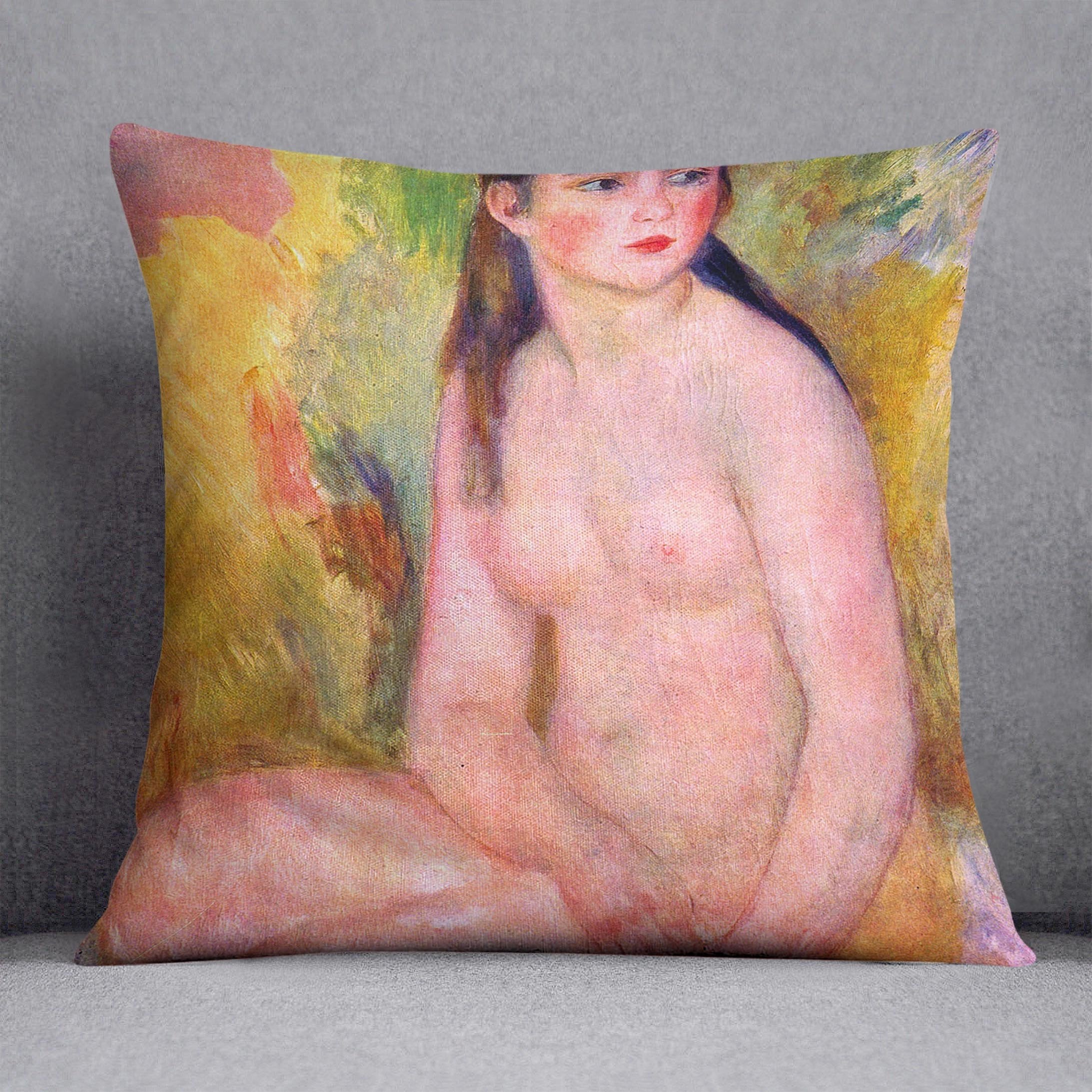 Nude female by Renoir Throw Pillow