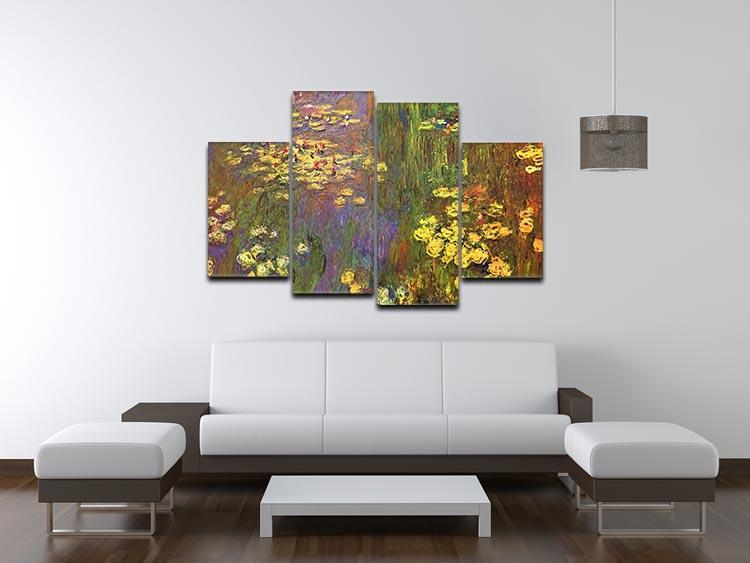 Nympheas water plantes 4 Split Panel Canvas - Canvas Art Rocks - 3
