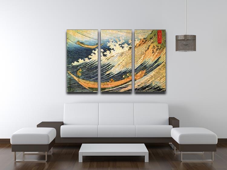 Ocean landscape 2 by Hokusai 3 Split Panel Canvas Print - Canvas Art Rocks - 3