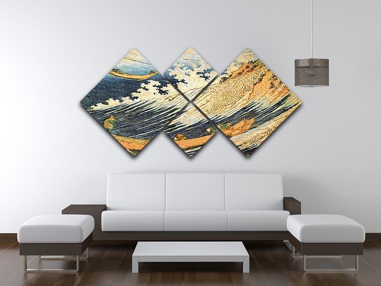 Ocean landscape 2 by Hokusai 4 Square Multi Panel Canvas - Canvas Art Rocks - 3
