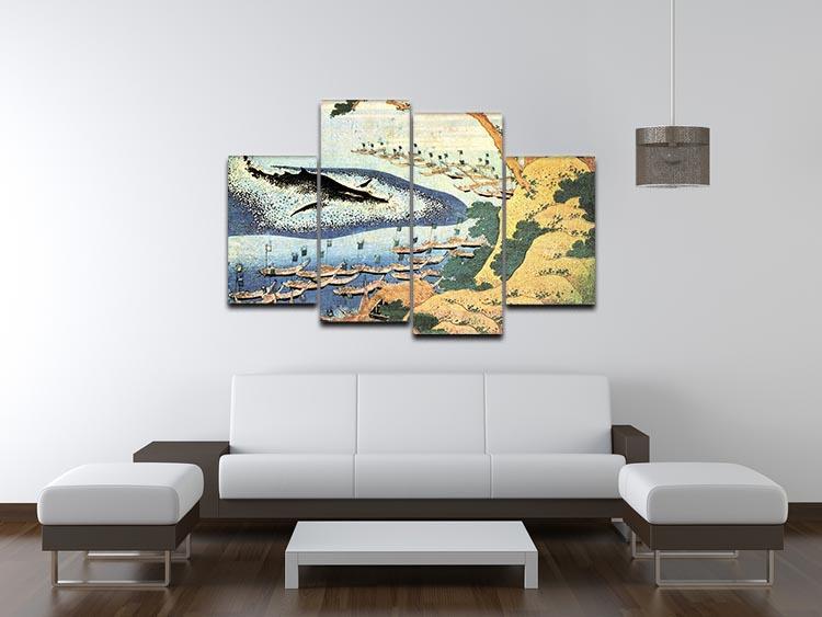 Ocean landscape and whale by Hokusai 4 Split Panel Canvas - Canvas Art Rocks - 3