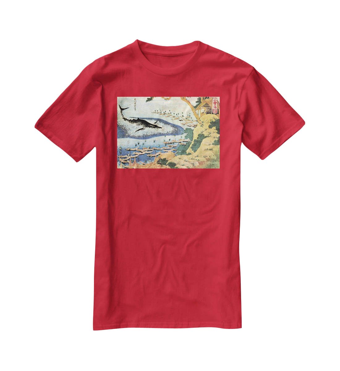 Ocean landscape and whale by Hokusai T-Shirt - Canvas Art Rocks - 4