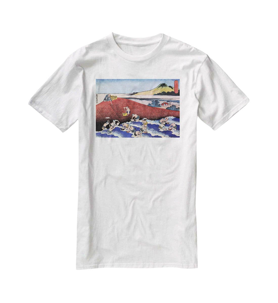 Ocean landscape with fishermen by Hokusai T-Shirt - Canvas Art Rocks - 5