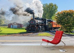 Old Vintage Steam Engine Wall Mural Wallpaper - Canvas Art Rocks - 2