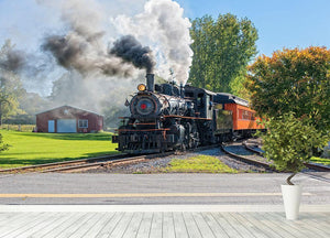 Old Vintage Steam Engine Wall Mural Wallpaper - Canvas Art Rocks - 4