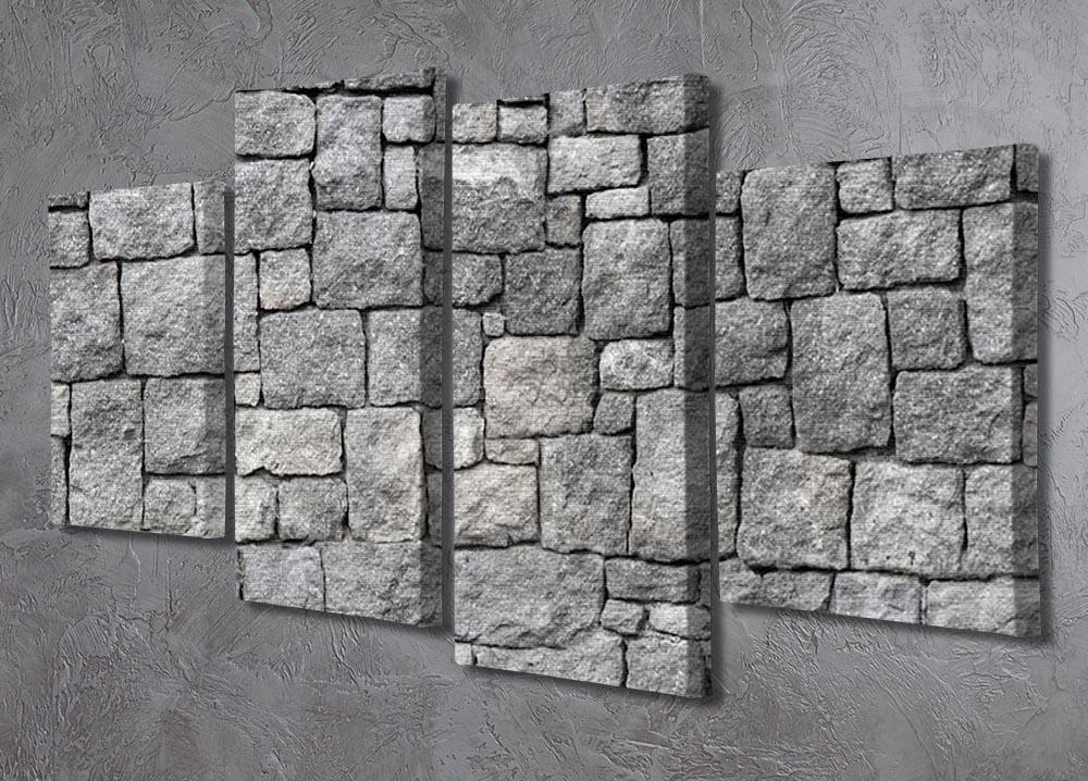 Old gray stone wall 4 Split Panel Canvas - Canvas Art Rocks - 2
