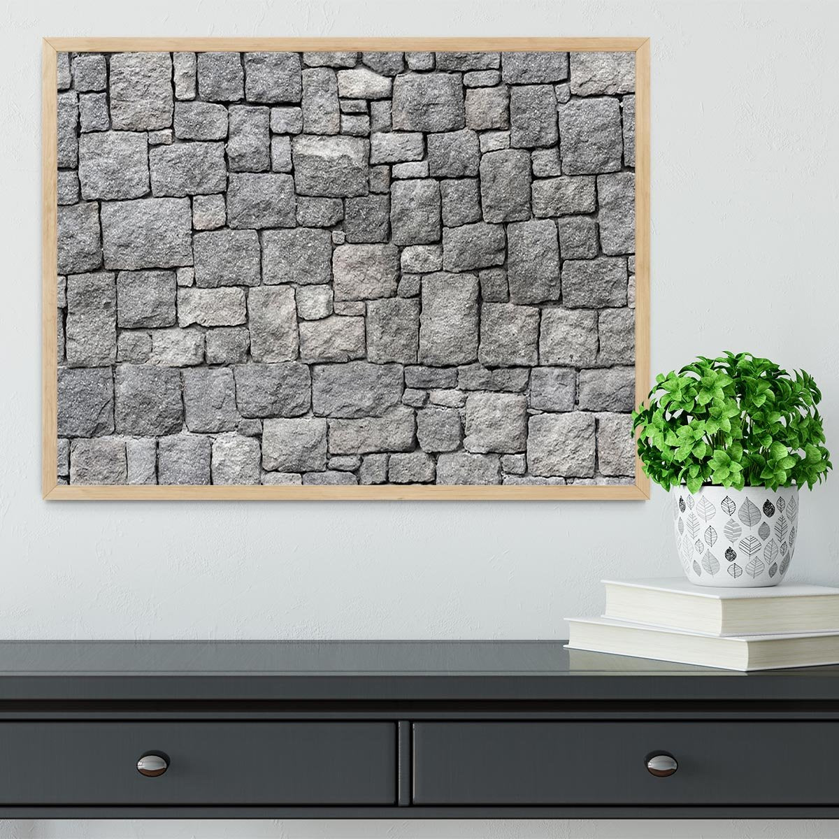 Old gray stone wall Framed Print - Canvas Art Rocks - 4