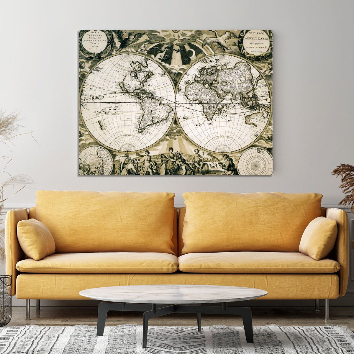 Old paper world map Holland Canvas Print or Poster