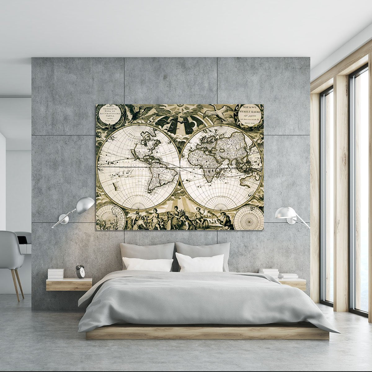 Old paper world map Holland Canvas Print or Poster