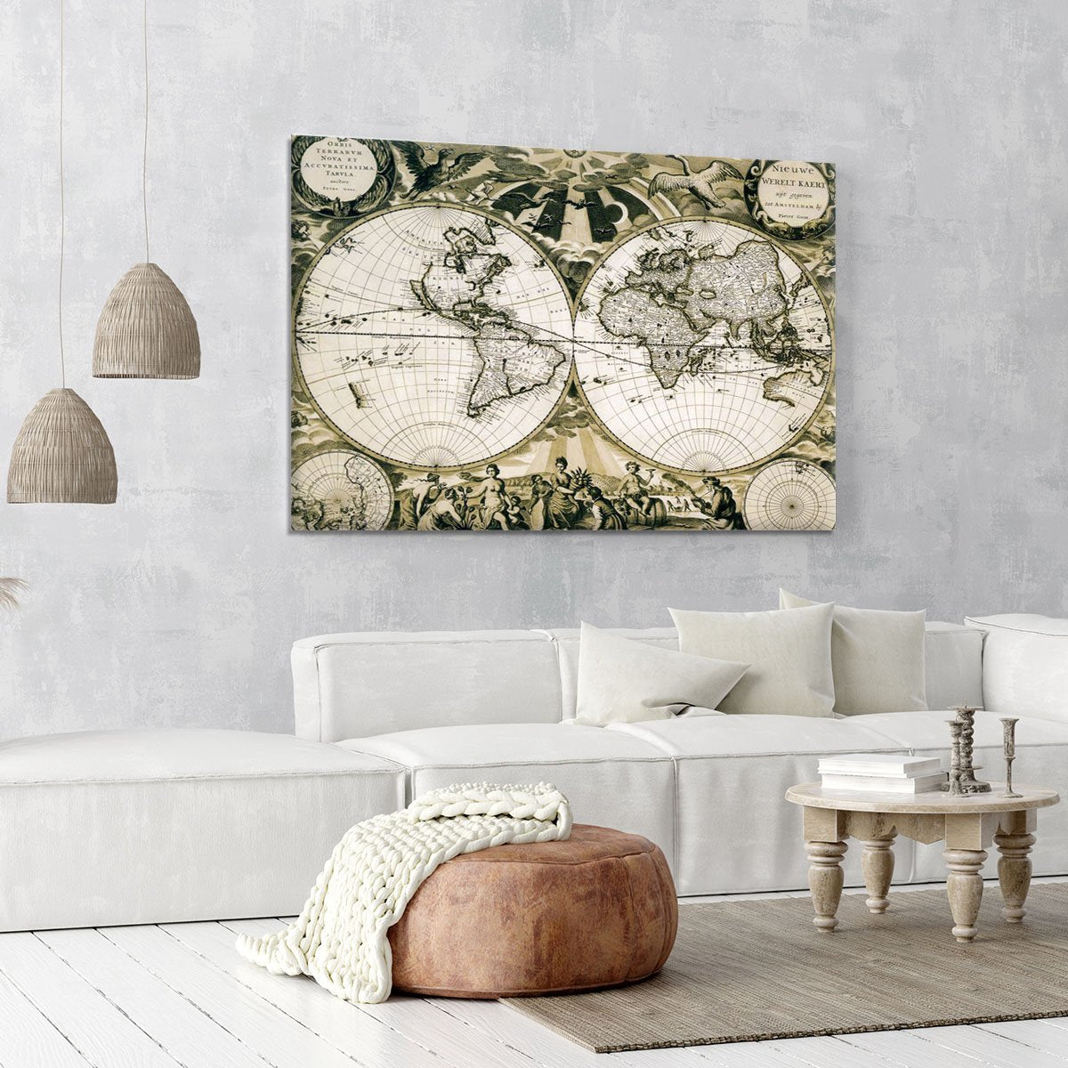 Old paper world map Holland Canvas Print or Poster