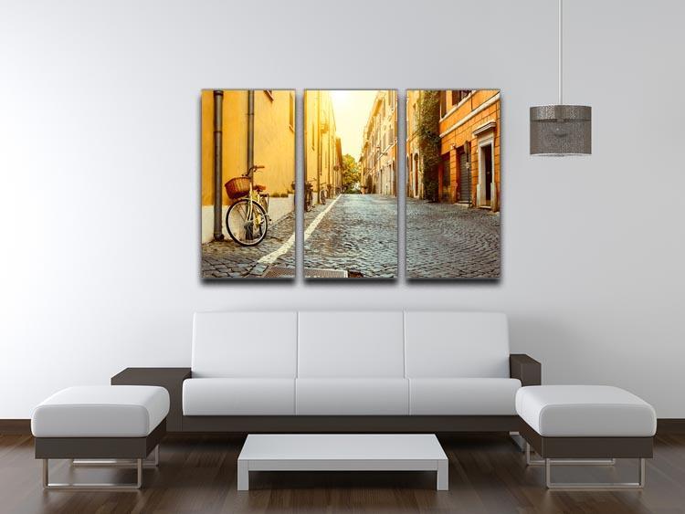 Old street in Rome 3 Split Panel Canvas Print - Canvas Art Rocks - 3