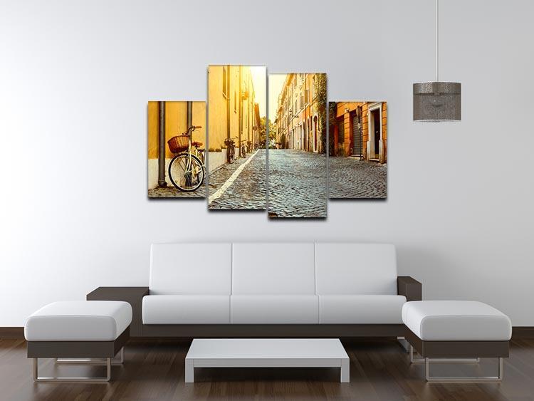 Old street in Rome 4 Split Panel Canvas  - Canvas Art Rocks - 3