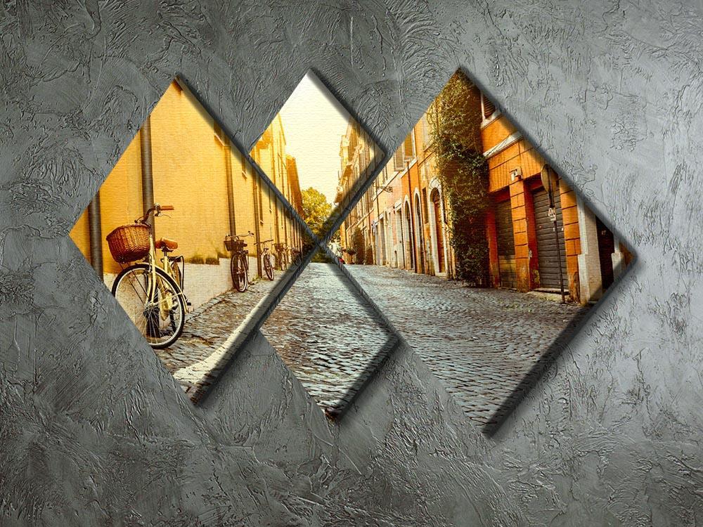 Old street in Rome 4 Square Multi Panel Canvas  - Canvas Art Rocks - 2