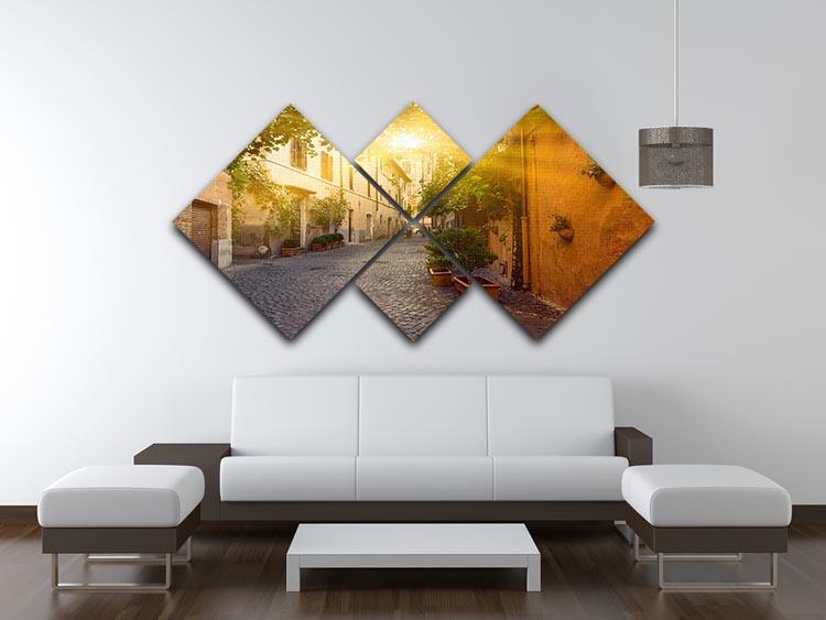 Old street in Trastevere 4 Square Multi Panel Canvas  - Canvas Art Rocks - 3