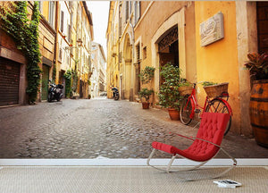 Old streets in Trastevere Wall Mural Wallpaper - Canvas Art Rocks - 2