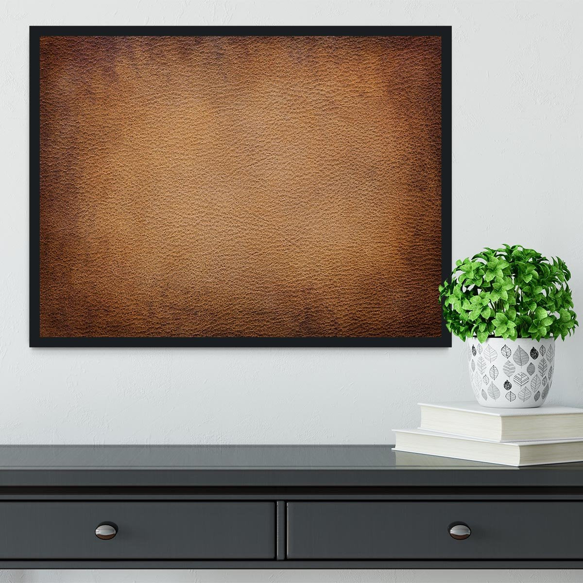 Old vintage brown leather Framed Print - Canvas Art Rocks - 2